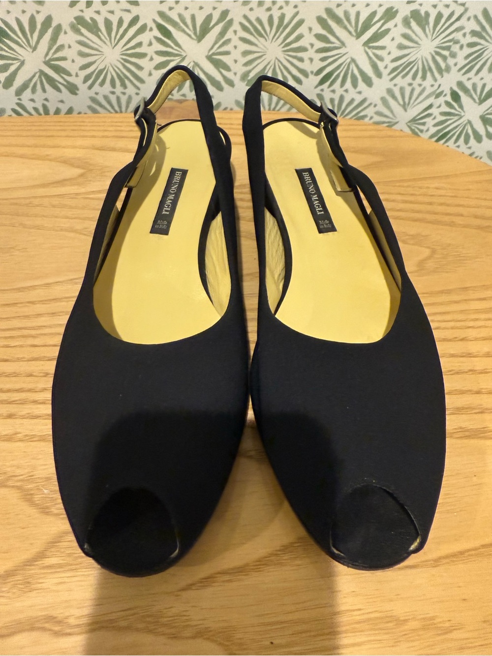 Bruno Magli Black Peep-Toe Slingback Heels Size 8.5